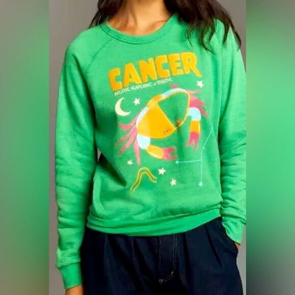 Anthropologie Midnight Rider The Carolita Zodiac Cancer Sweatshirt NWT - Picture 1 of 8